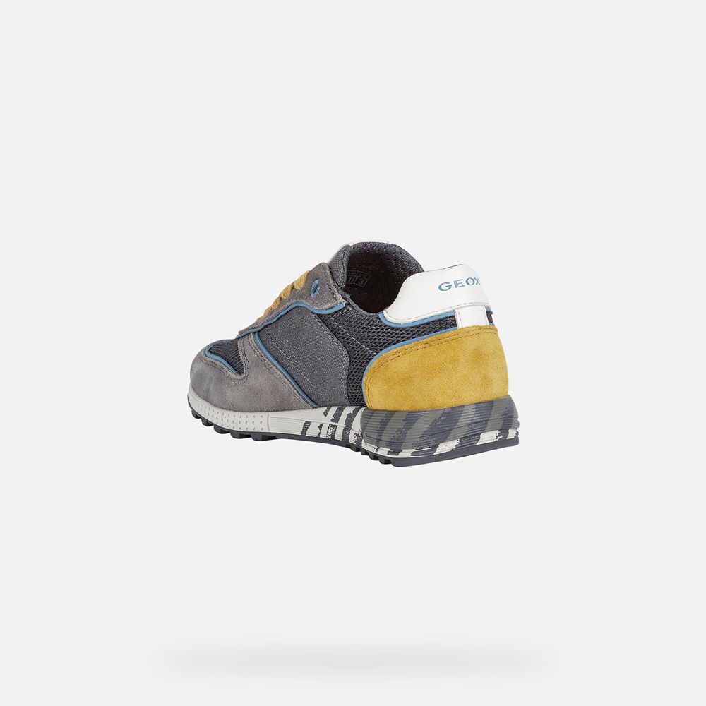 Geox Sneakers Grey/Yellow Alben - Geox Boys Shoes - FLZWBH381